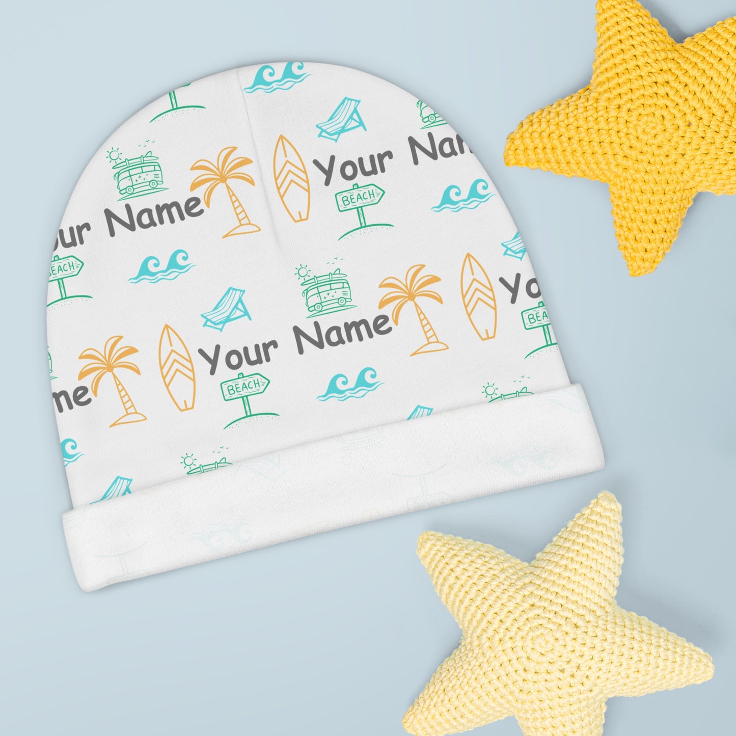 Personalized Baby Beanie – Bebe Surf Edition