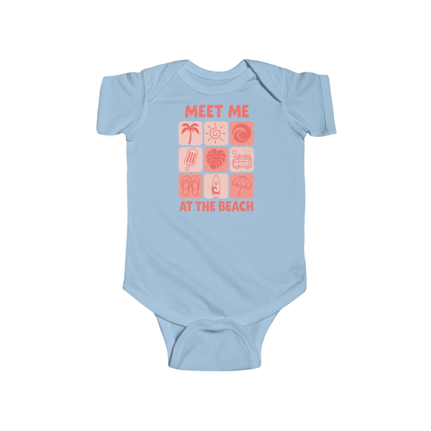 Beach Themed Baby Bodysuit - Pink Meet me at the beach