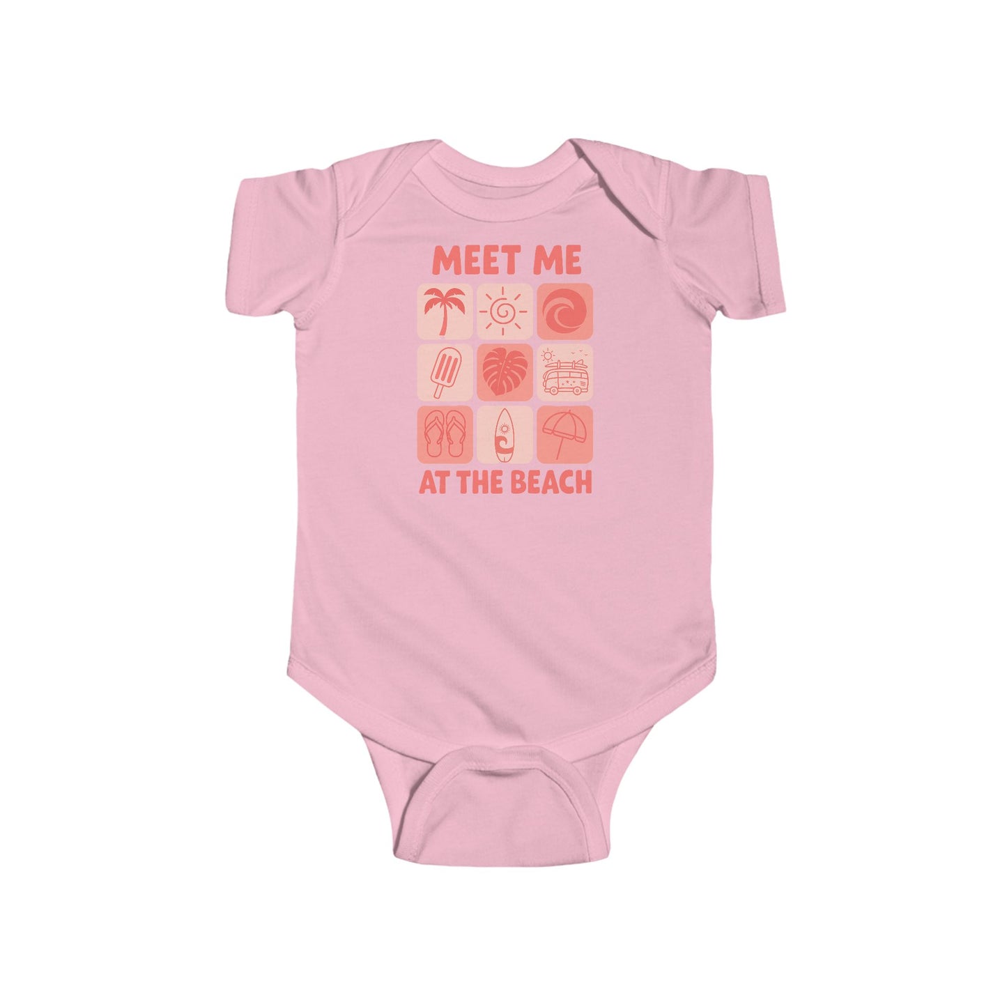 Beach Themed Baby Bodysuit - Pink Meet me at the beach