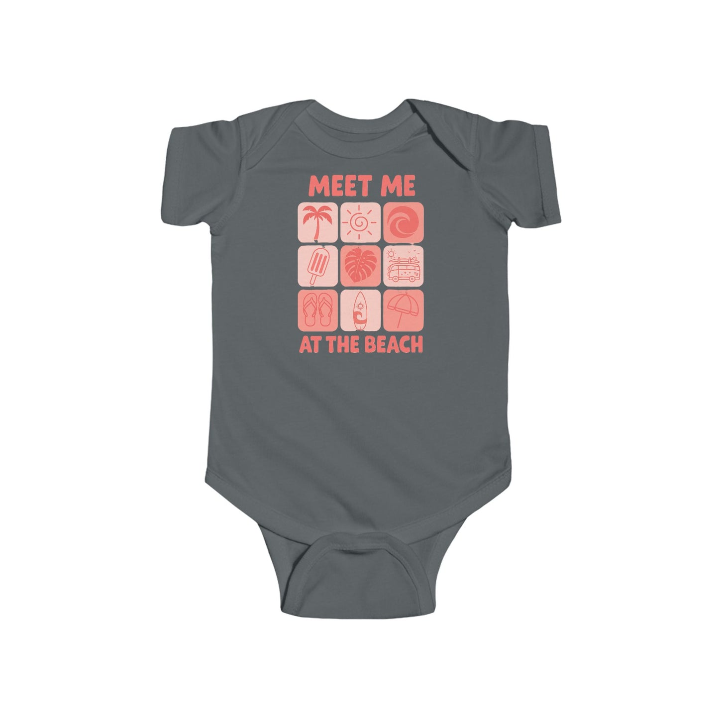 Beach Themed Baby Bodysuit - Pink Meet me at the beach