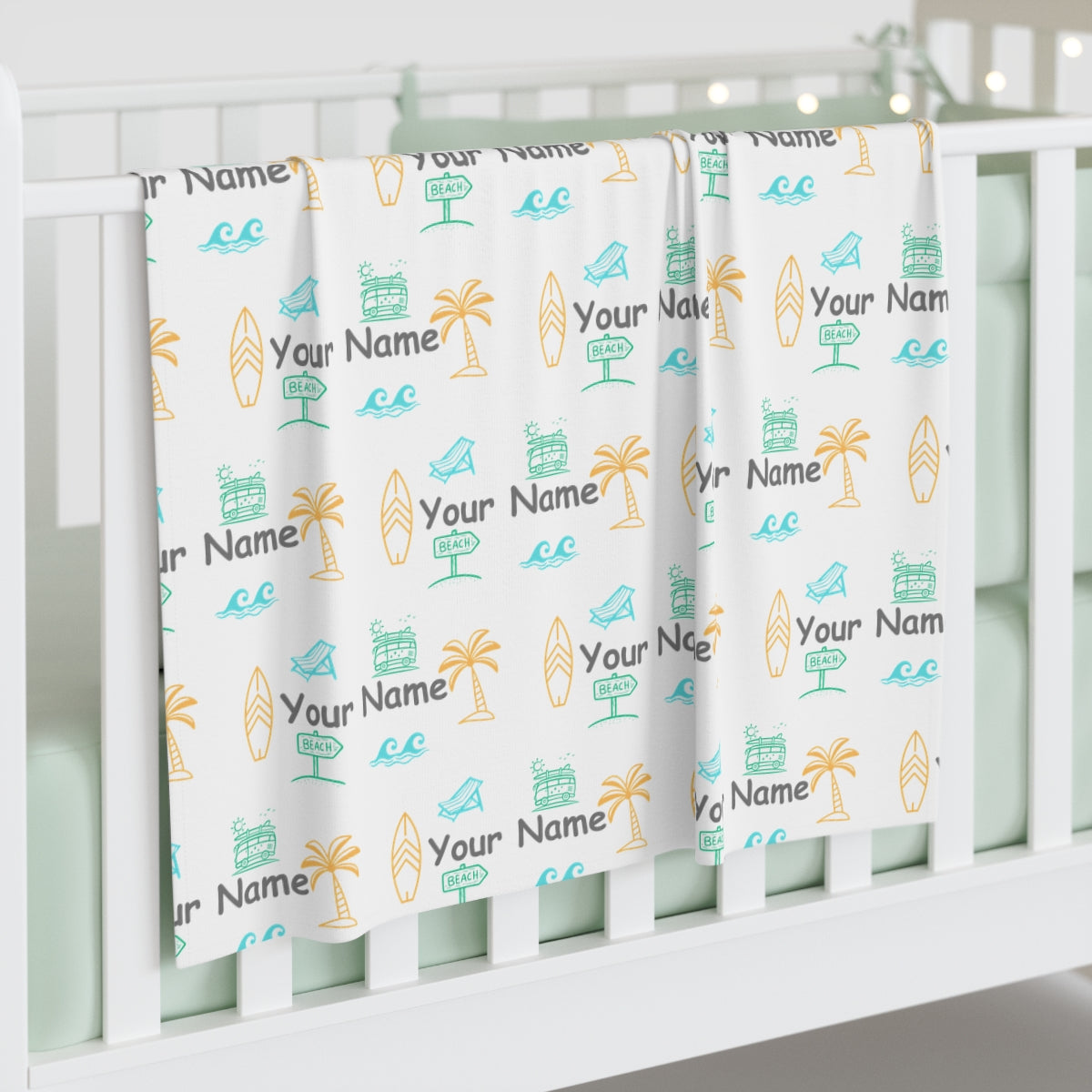 Personalized Surf Swaddle Blanket