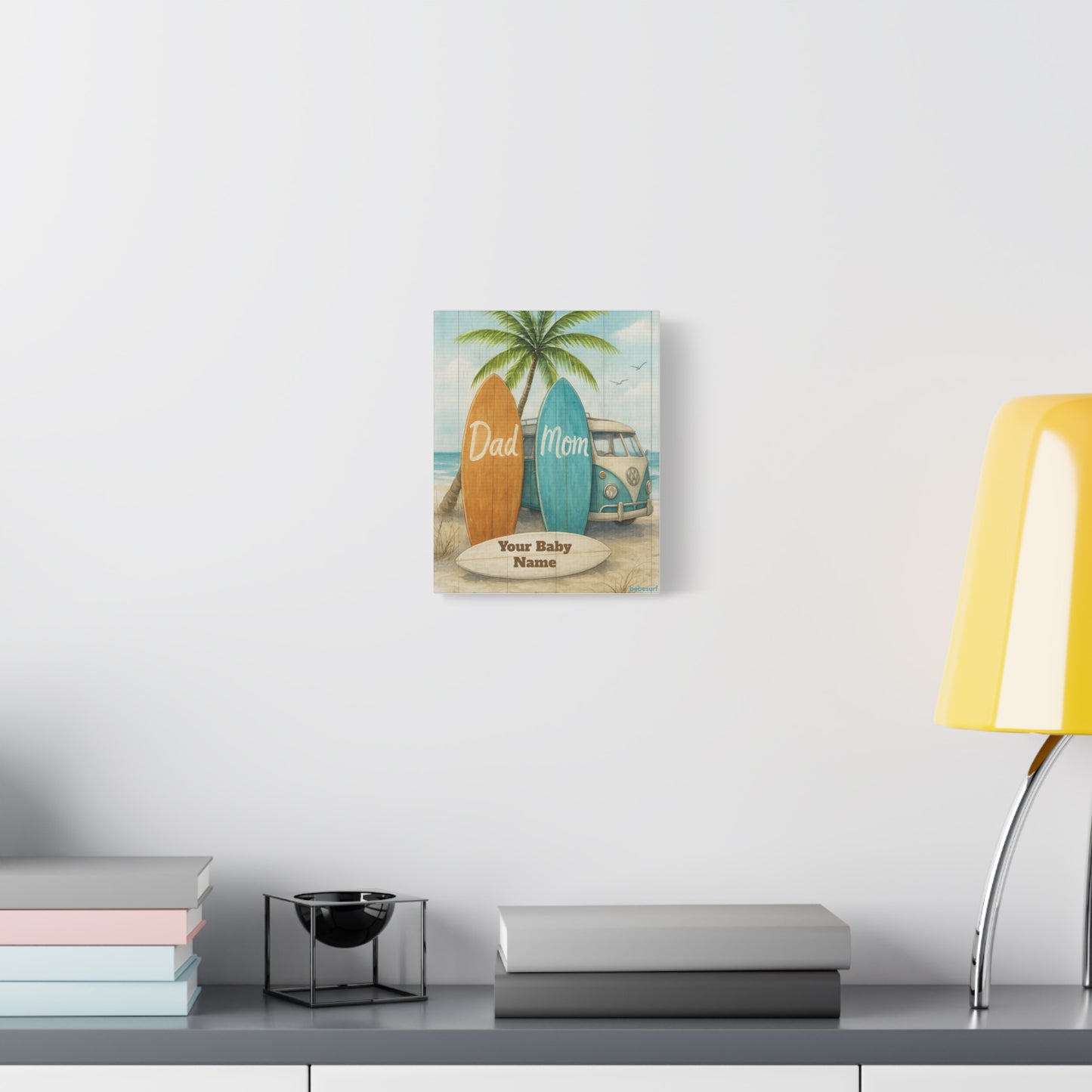 Personalized Beach Surfboard Canvas Wall Art – Custom Baby Name, Coastal Nursery & Family Gift