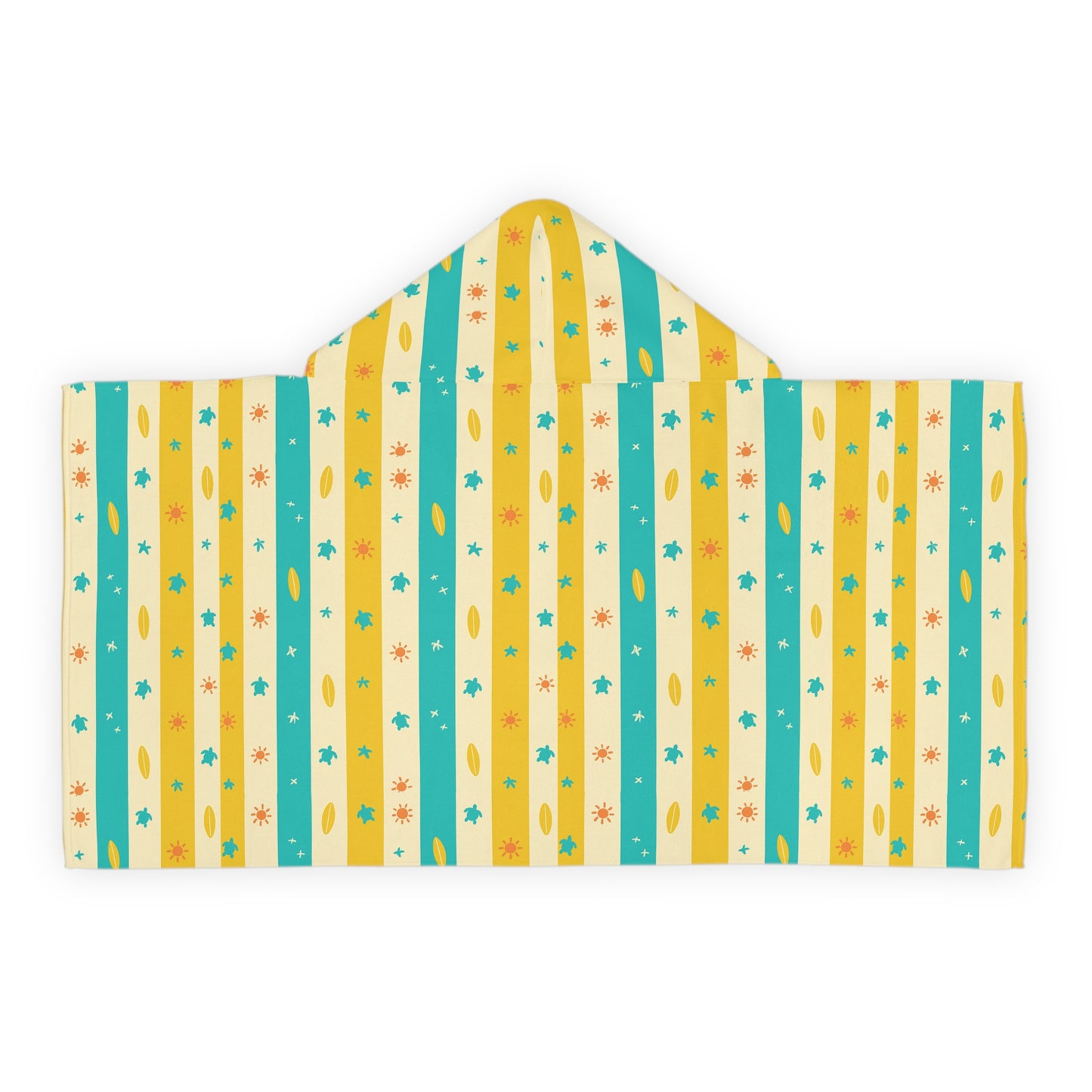 Beach-Themed Kids Hooded Towel – Stripes & Retro Surf