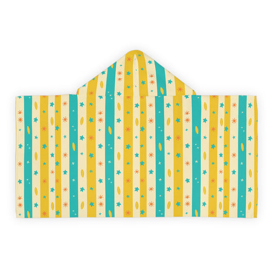 Beach-Themed Kids Hooded Towel – Stripes & Retro Surf