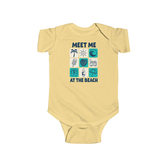 Beach Themed Baby Bodysuit - Turquoise Meet me at the beach