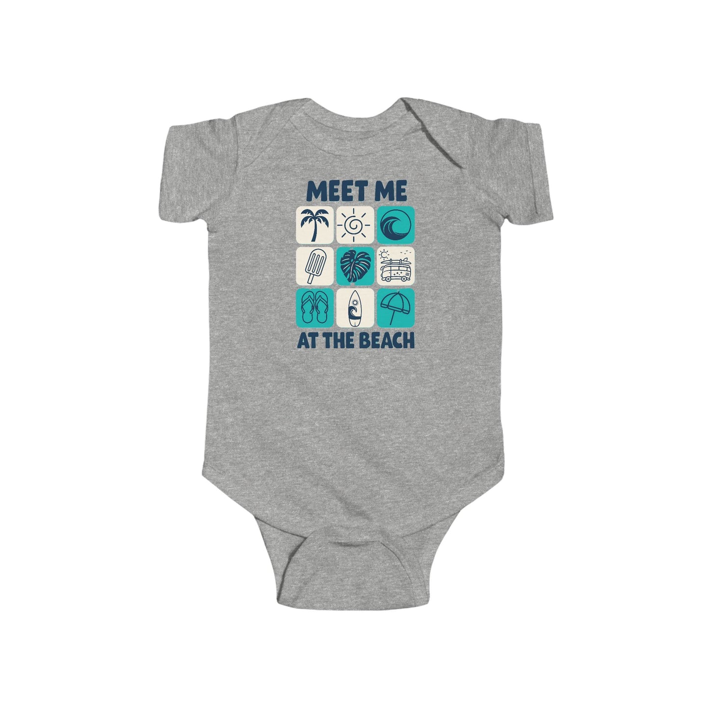 Beach Themed Baby Bodysuit - Turquoise Meet me at the beach