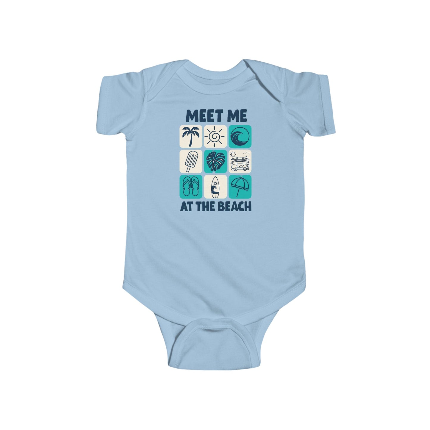 Beach Themed Baby Bodysuit - Turquoise Meet me at the beach