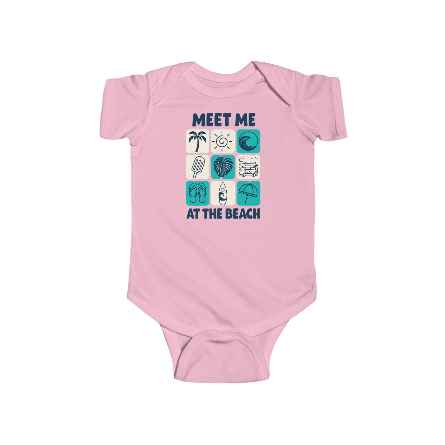 Beach Themed Baby Bodysuit - Turquoise Meet me at the beach