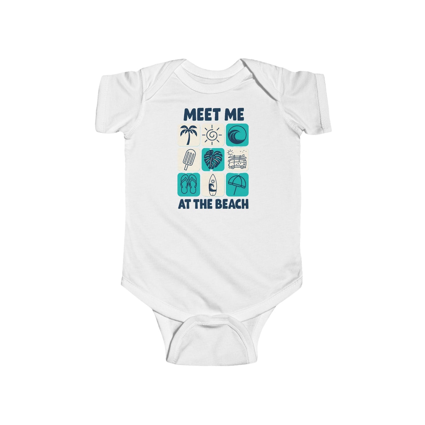Beach Themed Baby Bodysuit - Turquoise Meet me at the beach