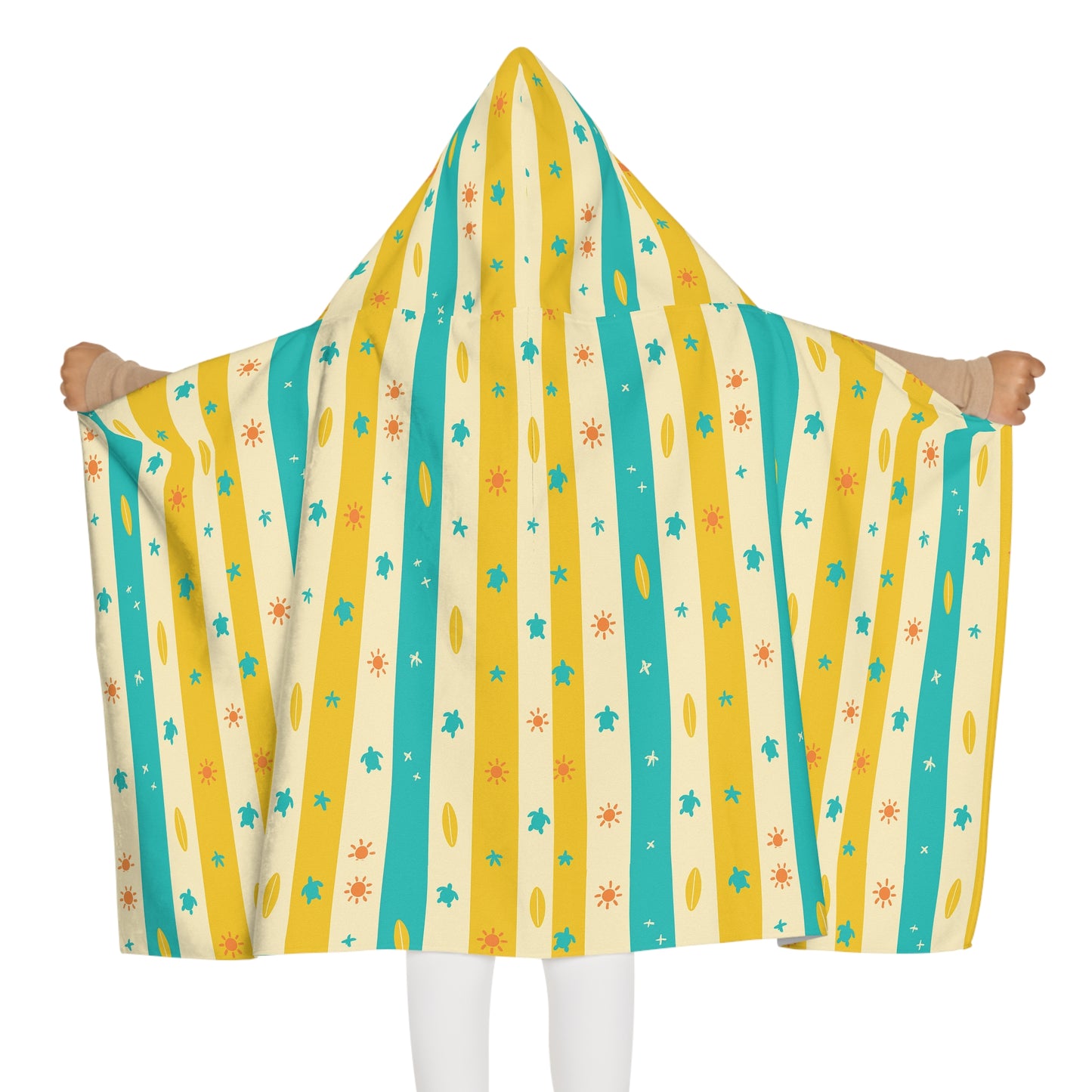 Beach-Themed Kids Hooded Towel – Stripes & Retro Surf