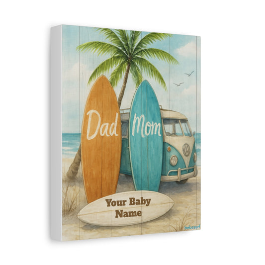 Personalized Beach Surfboard Canvas Wall Art – Custom Baby Name, Coastal Nursery & Family Gift