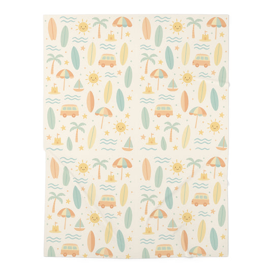 Pastel Tropical Surf Baby Swaddle Blanket – Soft, Breathable & Beach-Inspired Newborn Wrap