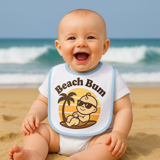 Beach Bum Baby Bib – Soft Cotton, Surf-Inspired Mealtime Essential