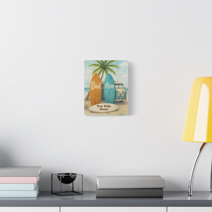Personalized Beach Surfboard Canvas Wall Art – Custom Baby Name, Coastal Nursery & Family Gift