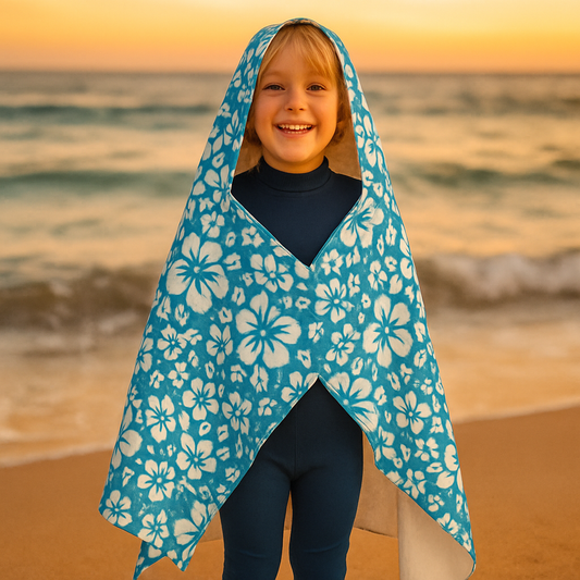Blue Kids Hooded Beach Towel – Tropical Surf Style
