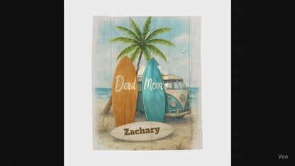 Personalized Surf Family Blanket – Velveteen Plush | Cozy Beach Vibes for Mom, Dad & Baby